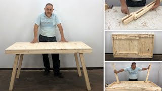 MESA CON PATAS PLEGABLES DE MADERA PASO A PASO FÁCIL - TUTORIAL DE CARPINTERÍA