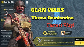 CLAN WARS : Throw Domination | Fastest Way! | CALL OF DUTY MOBILE