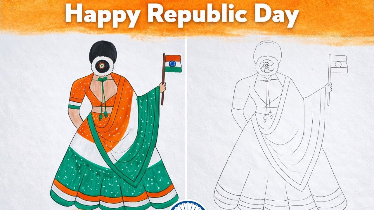 Republic Day Drawing | 26 January Special Drawing | Easy Pencil & Colour Drawing