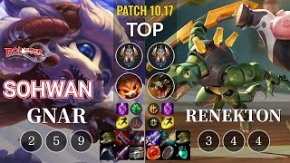 KT SoHwan Gnar vs Renekton Top - KR Patch 10.17