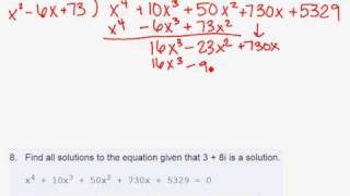 CW 6-6 (Q8) All solutions given 1 complex solution