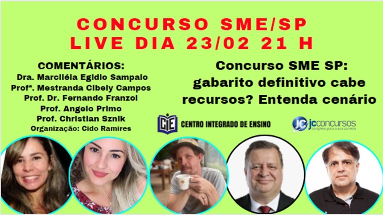 CONCURSO SME/SP Análise do gabarito "definitivo" Você concorda? Assista