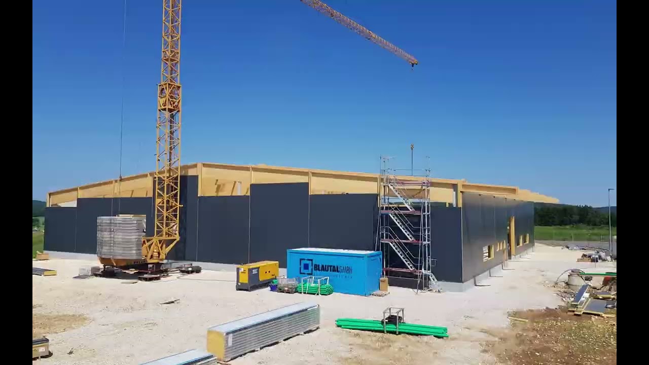 Baustellen Zeitraffer Produktionshalle Heroldstatt 2023