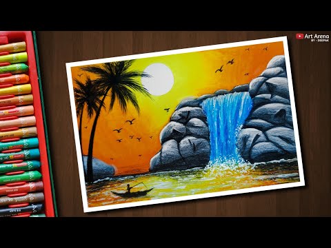 Beautiful Scenery Drawing with Oil Pastels / Drawing with Oil Pastel / Scenery  Drawing Step by Step - YouTube