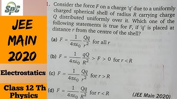 Consider the force F on a charge q due to a uniformly charged spherical  shell of radius R carrying