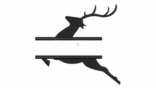 Reindeer Deer Split Monogram Frame Embroidery Design
