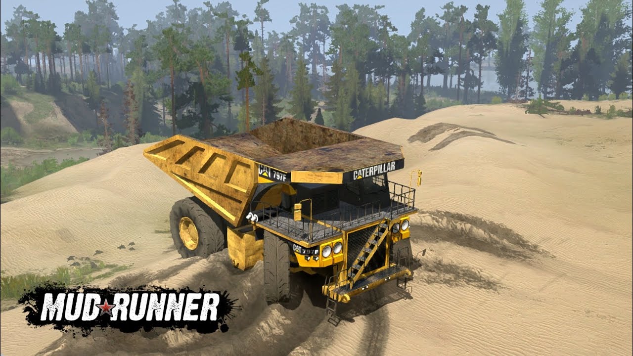 CATERPILLAR Mining dump Truck driving in Sand! Mudrunner Gameplay