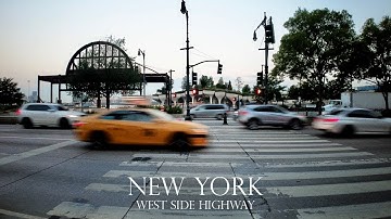 NYC Morning Rush Hour | Sunrise Ambient Highway Traffic Sounds | West Side Highway, Manhattan | 4K