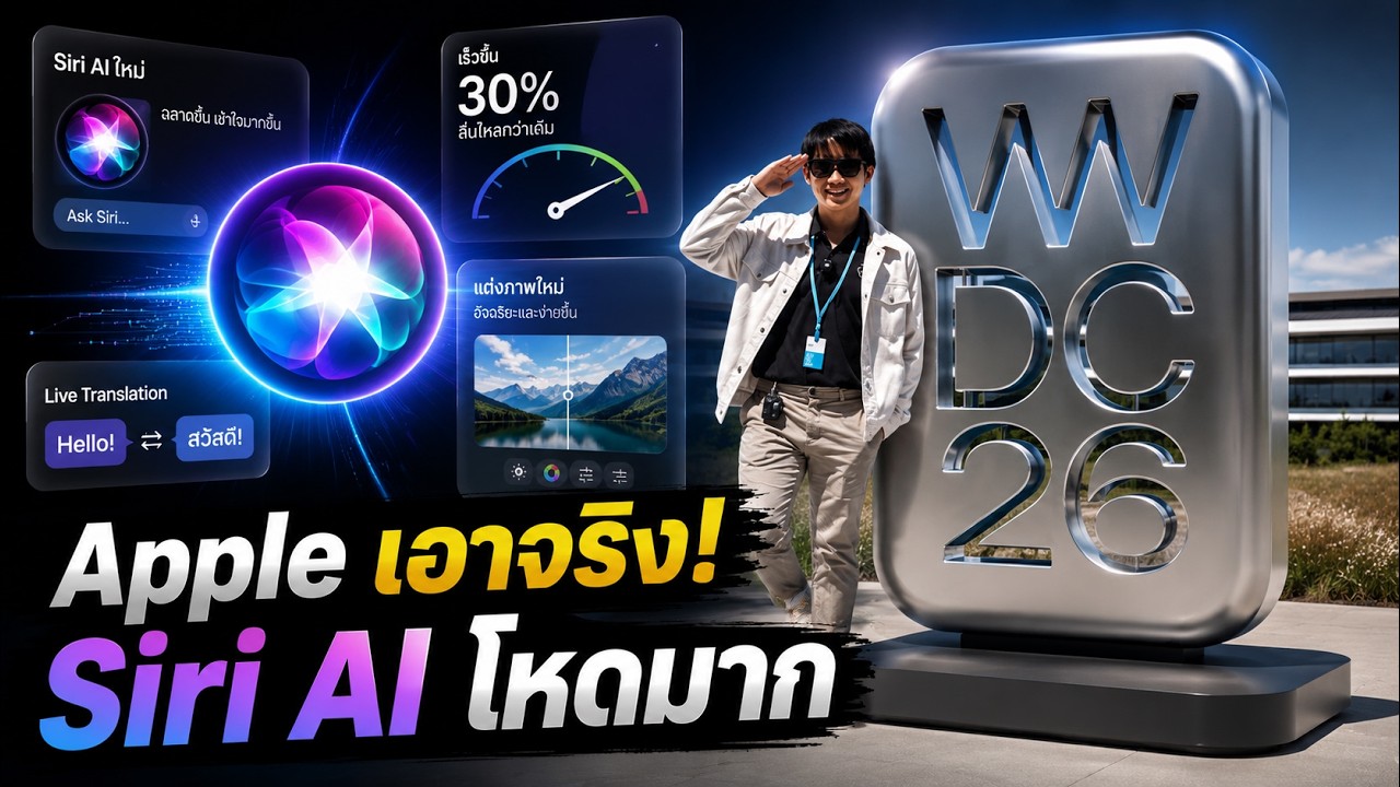 WWDC26 สรุปจบในคลิปเดียว! iOS 27 ยกเครื่อง Siri AI ครั้งใหญ่ เปิดแอปเร็วขึ้น 30%