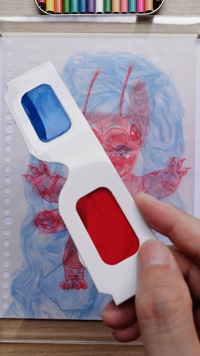 Stitch Meets Gaga!?👽❤️ #drawing #art #3Dglasses #disney