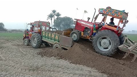 MF 385 Tractor Working Front Blade In Field Heavy Speed||Tractor Stunt Video