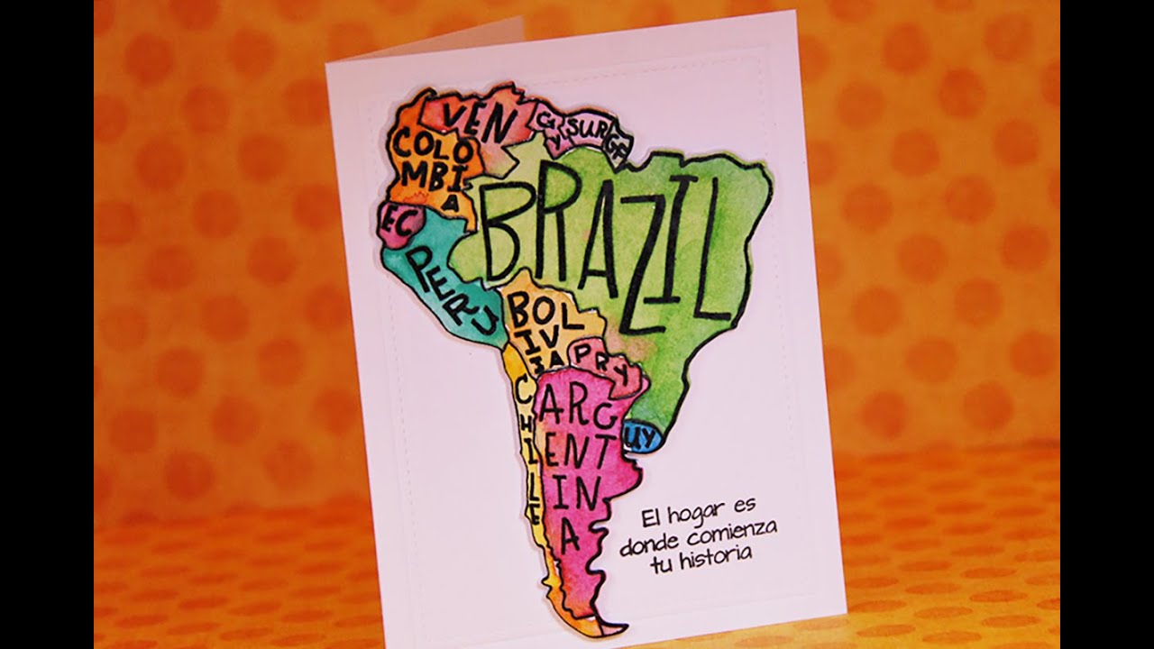 Acuarelas brillantes tarjeta America del Sur paper mache