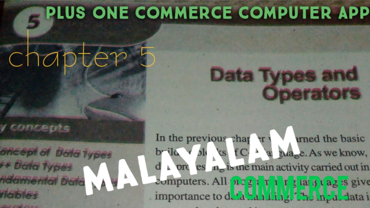 Data types and operators | Malayalam | plus one commerce | computer ...