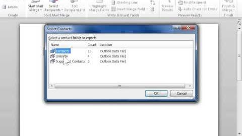 Outlook 2010 Use Contacts as a Data Source for Mail Merge