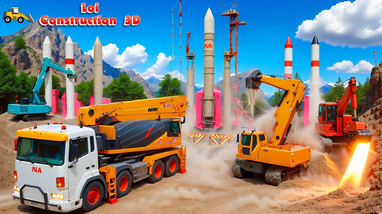 Excavator and Bulldozer Build Rocket Launch Station! 🚀🚧💥  CONSTRUCTION VEHICLES