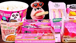 Korean Convenience Store Pink Food Party! ASMR Mukbang Eating Show!