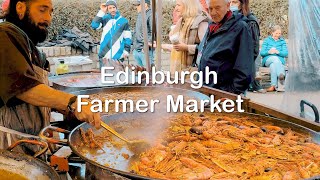 [4K]  Edinburgh, UK🇬🇧 Sunday Farmer Market 🥐🍖 - Scotland