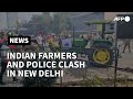 Indian farmers and police clash at tractor protest  afp