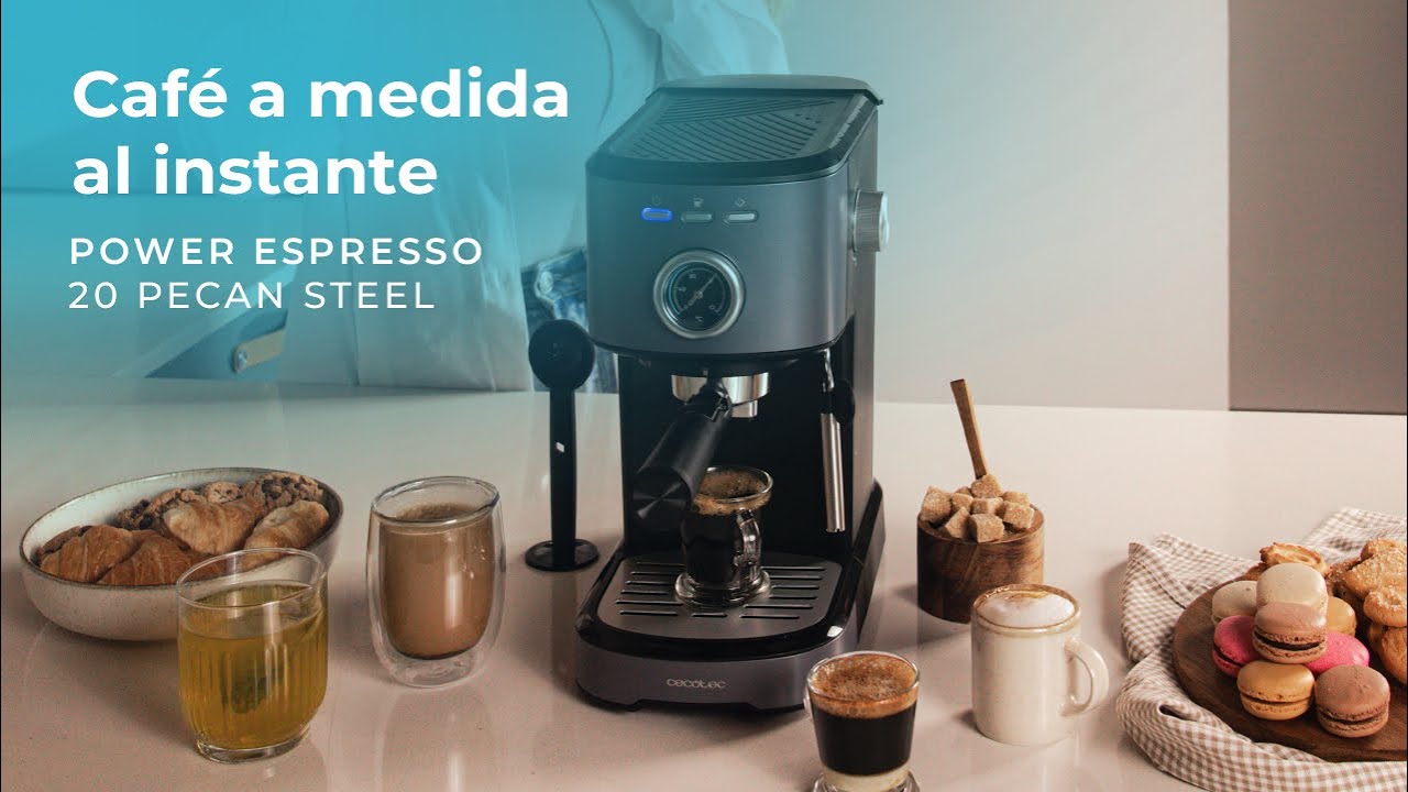 Power Espresso 20 Pecan Steel Cafetera express digital, con 20 bares y vaporizador orientable.