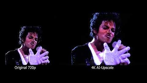 Michael Jackson BAD TOUR Billie Jean Yokohama Japan snippets 4K AI-Upscale Comparison