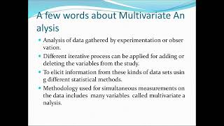 Multivariate Analysis