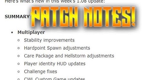 Bo4 1.08 Patch notes