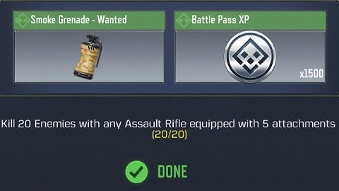 Call Of Duty Mobile Kill 20 Enemies with any Assault Rifle equipped with 5 attachments Task Complete