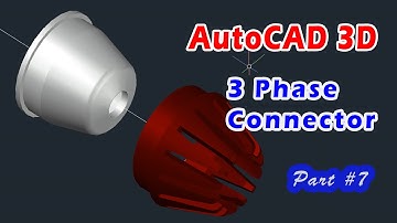 AutoCAD 3D, How to drawing 3 Phase Connector Plug, Autodesk, 3d Modeling, Sketches Part #7
