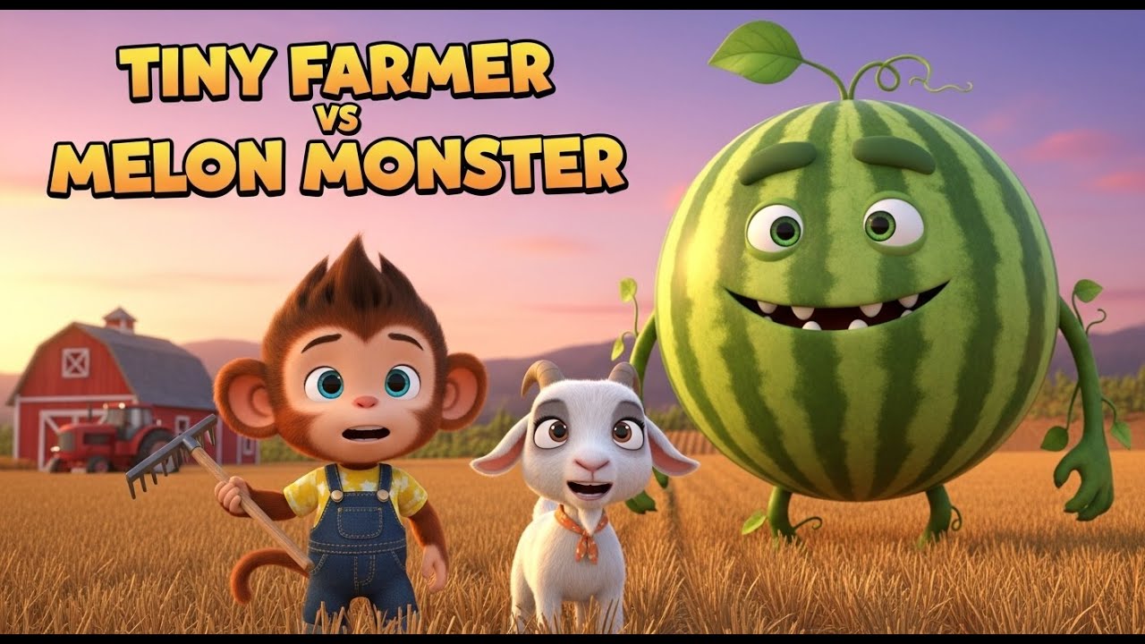 Cute Monkey Farmer Grows Giant Watermelons | Relaxing No Talking Farm Animation for Kids