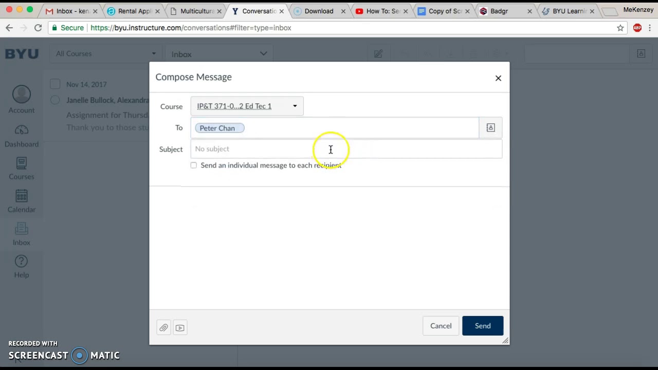 Message Canvas How to send a message in canvas - YouTube