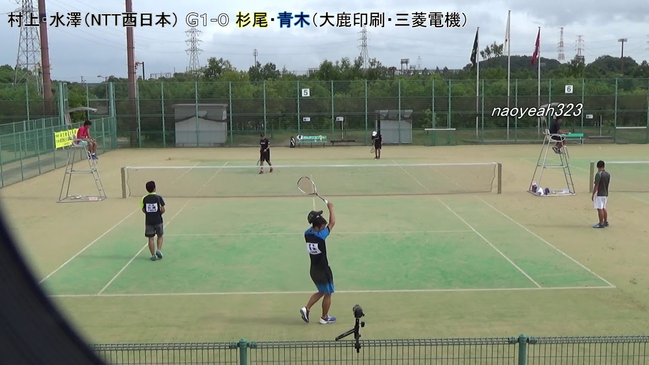 2018年 西日本ソフトテニス選手権 一般男子 4回戦 村上・水澤（NTT西日本） 対 杉尾・青木（大鹿印刷・三菱電機）
