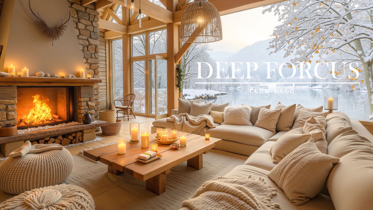 Snowy Cabin Jazz ❄️🔥 Warm Fireplace Lounge with Smooth Jazz for Relaxation & Deep Focus