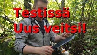 Testataan uutta veistä (Mil-Tec US spec combat knife with bowie blade)