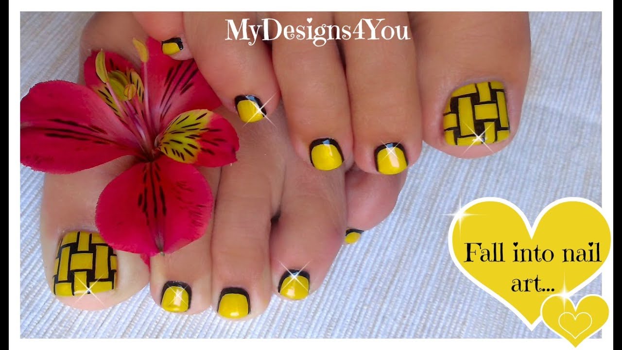 💛Hand-Painted Toenail Art Tutorial [How to Create Woven Effect]😍