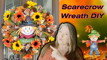 Fall Scarecrow Wreath DIY Dollar Tree Fall DIY Deco Mesh Scarecrow Wreath Tutorial No Fray Wreath