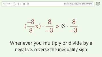 Solving Linear Inequalities: -3/8x-2 is Smaller Than -13+17