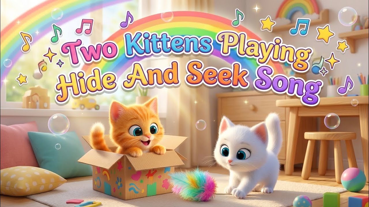 Two Kittens Playing Hide And Seek Song | Nursery rhymes| Kids song 