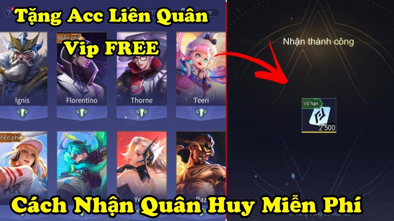 Tặng ACC Liên Quân Mới Nhất – Nick Skin Vip, Full Tướng Và Trắng Thông Tin 100%