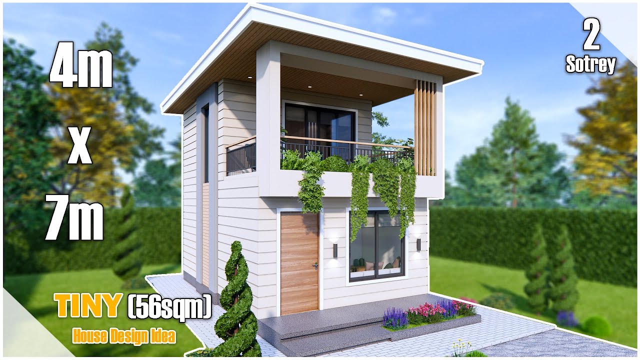 Tiny House Design | Two Storey House Design with 4m x 7m - YouTube
