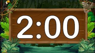 2 Minute Fun Earth Day Jungle Classroom Timer (No Music, Chill Synth Alarm at End)