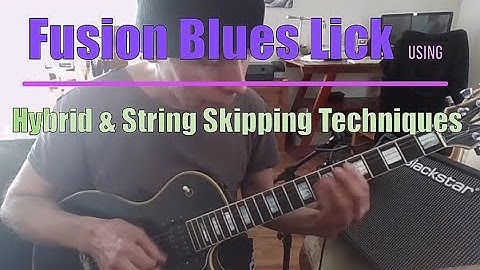 Guitar Fusion Blues Lick Solo Jam Hybrid, String Skipping Techniques over Bm.D.E Bm.D.A. J M Belkadi