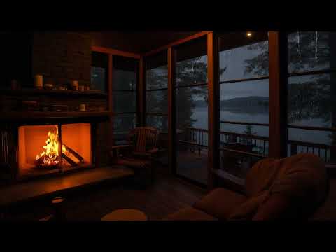 Calm And Cozy Cabin Night With Rainfall And Soft Fireplace Sounds for Restful Sleep
