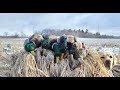 DUCK HUNTING FLOODED CORN FIELD WITH SNOW ON THE GROUND IN MAINE