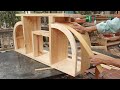 Amazing woodworking ideas with strips of wood  how to make a tv shelf has a modern and cool design