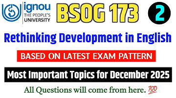 BSOG 173 Important Questions December 2025 Exam in English | IGNOU BSOG 173 Question Paper 2025 Exam