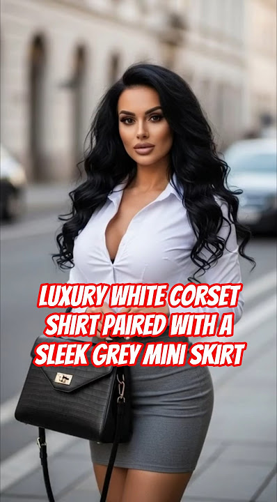 Elegant White Corset Shirt and Sleek Grey Mini Skirt #europeanstreetstyle