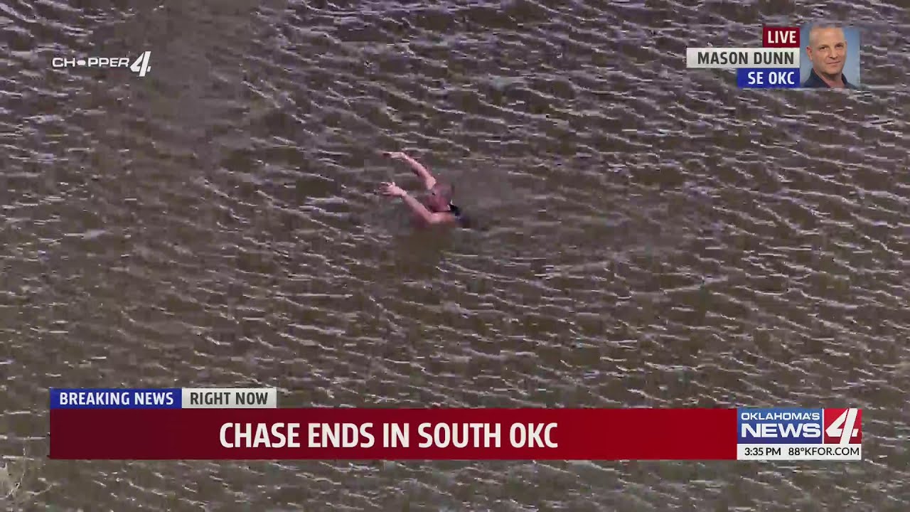 Police chase ends with suspect in Oklahoma River - YouTube