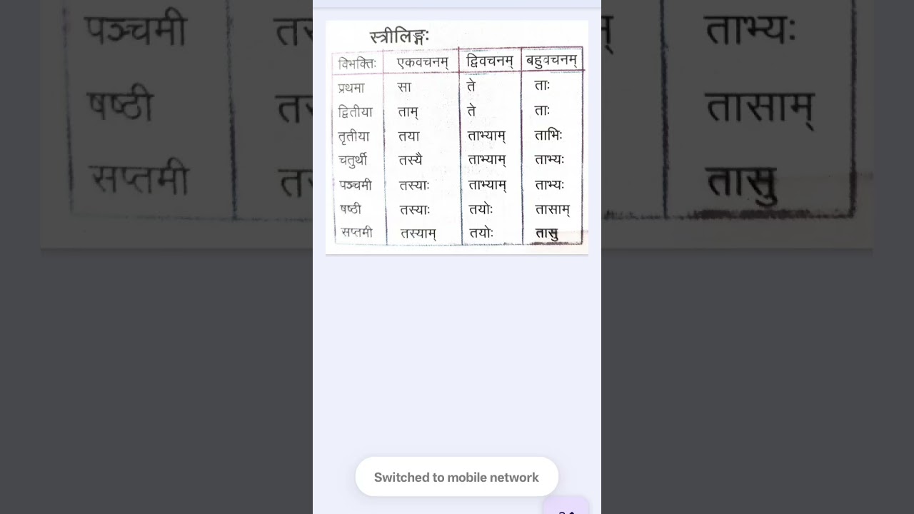 स्त्रीलिंग शब्दरूप