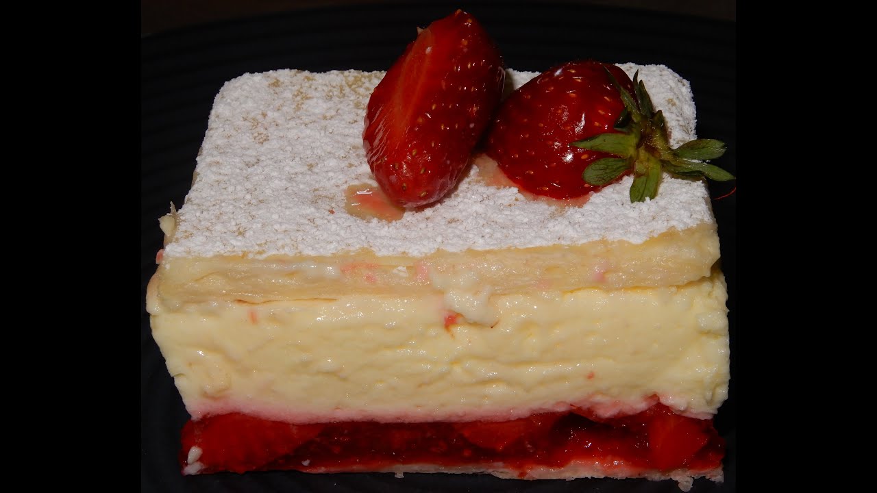 Creme Schnitten mit Erdbeer - Vanilleschaum