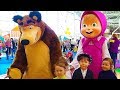 Hello song / Masha and the Bear & other cartoon characters. Indoor playground & funny Vlad playtime
